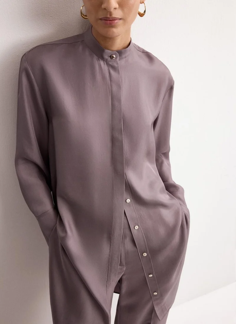 Mango  Long shirt with stand collar for Women | Best Price UAE